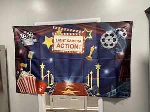 Movie Theme Party Decorations Supplies, Large Fabric Backdrop for Movie Night... - Picture 1 of 3