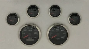 DOLPHIN GAUGES 6 GPS STREET ROD GAUGE SET STREET ROD HOT ROD, UNIVERSAL - Picture 1 of 5