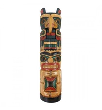 Totem Indien mural 50cm en bois sculpté et peint à la main