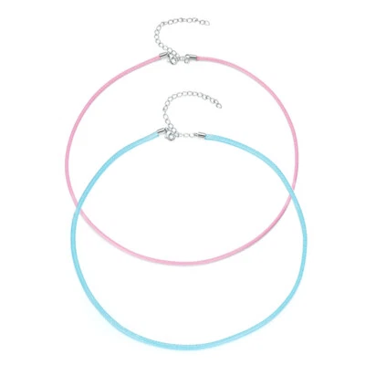 Collana Corda in tessuto Rosa o Azzurra spessore 2mm in argento 925 - Les Folies - Immagine 1 di 4