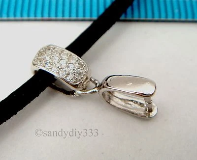 1x PLATA ESTERLINA CIRCONITA CÚBICA chapado en rodio colgante broche de pellizco de fianza #2457 Foto 1 de 3