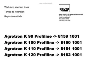 Deutz Agrotron K90 K100 K110 K120 Profiline Parts Manual - Picture 1 of 4