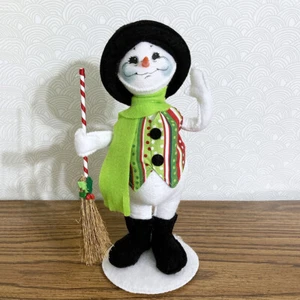 Muñeca muñeco muñeco de nieve Annalee Jolly Lolli 9,5" con escoba vacaciones de Navidad invierno 2015 - Imagen 1 de 7