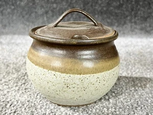 VINTAGE BROWN POTTERY LIDDED SUGAR BOWL TREGARN CYMRU - Picture 1 of 9