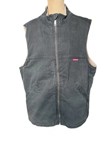 Wolverine Mens Size L Canvas Vest Brown Sherpa Lined Full Zip Work Wear - Picture 1 of 11