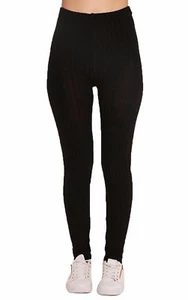 NEW LADIES HIGH WAISTED PANTS WARM CHUNKY CABLE KNITTED LEGGING TROUSER 8-22 - Picture 1 of 12