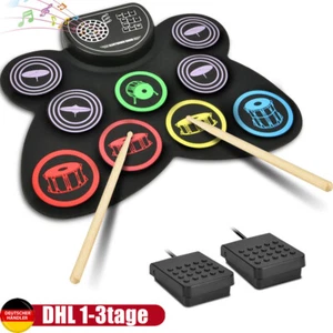 Tragbares Schlagzeug Elektronisch - Faltbares Trommel 9 Pads Silikon E Drum Set - Bild 1 von 12