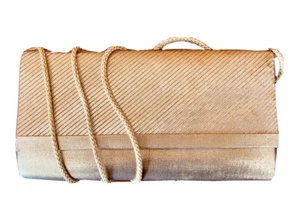 Jane Shilton Shoulder Bag Womens Gold Metallic Evening Clutch Vintage Small - Picture 1 of 12