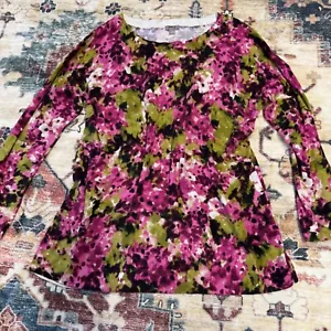 J. Jill Floral Print Long Sleeve Knit Top Lightweight Comfy Casual Large - Picture 1 of 6