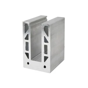 Zapata cuadrada de aluminio de 4-1/8" x 2-1/2" para barandilla de vidrio perforada - Imagen 1 de 3