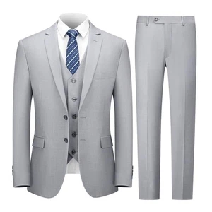 Cooper & Nelson Light Grey XL Men's 3 Piece Suit Slim Fit Wedding Party - Picture 1 of 3