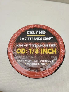 500 Fuß 1/8 Zoll T316 Edelstahlkabel für Geländer, Drahtseil mit Schneidern - Bild 1 von 7
