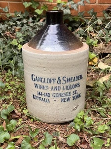 GANGLOFF & SMEADER Buffalo NY 1 Gallon Stoneware Whiskey Jug RARE Hawthorne Club - Picture 1 of 8