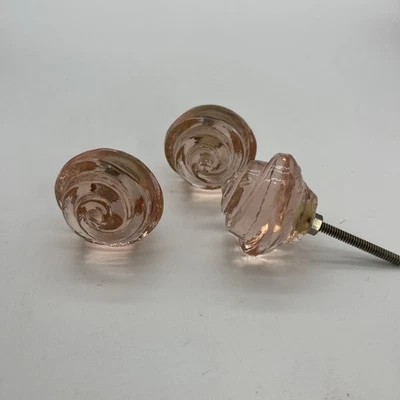 3 botões de puxar gaveta de vidro rosa redemoinho - Imagem 1 de 4