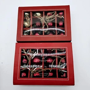 POTTERY BARN MERCURY GLASS 2 SETS OF 12 ORNAMENTS NEW IN BOX Red And Gold - Picture 1 of 8