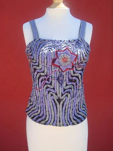 Neu mit Etikett Obstenee by Ika schwarz grau lila ärmelloses Damen Top Bluse Gr. 6 - Bild 1 von 10