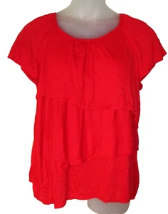 NWT Womens TIME TRU Red Asymmetrical Tiered Top Blouse XXL 20 1X - Picture 1 of 1