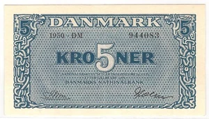 DENMARK 5 KRONER 1950 P:35g aUNC - Picture 1 of 2
