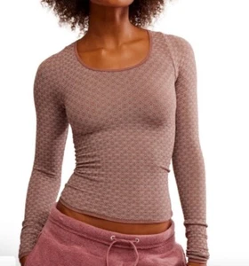 NEW FREE PEOPLE Sz XS/S LOVE LETTERS LONG SLEEVE CHOCOLATE - Picture 1 of 5