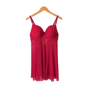 ~SS~ Size 14D / 14DD Night Games Nicolette Push Up Babydoll - Red - Picture 1 of 13