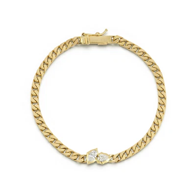 0.40ct Pear & Marquise Cut Lab Grown Diamond 10k solid gold 6.5in chain bracelet - Image 1 of 4