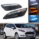 For Ford Fiesta 2014-2019 LED Daytime Light DRL Fog Driving Lamp W/ Yellow Turn FORD Harley Davidson