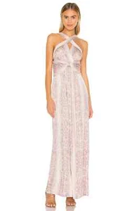 BCBGMAXAZRIA PYTHON BARE PINK CROSS FRONT MAXI DRESS SIZE MEDIUM-$228 - Picture 1 of 9