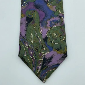 ZYLOS MACHADO Mens Silk Tie Green Abstract Pattern Necktie 3.75"x59" Formal - Picture 1 of 3