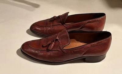 Mens Italian leather tassled loafer shoes - Image 1 of 4