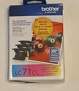 Color Set of 3 New Sealed Genuine Brother LC71 CYM Ink Cartridges OEM 2022 - Picture 1 of 3