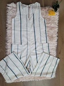 Roxy Jumpsuit Damen weiß & blau gestreift mit Taschen Gr. M - Bild 1 von 9