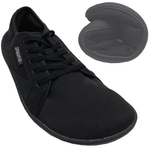 Flexible & leichte Barfußschuhe für breitere Füße, Strickgewebe Schwarz SAGUARO