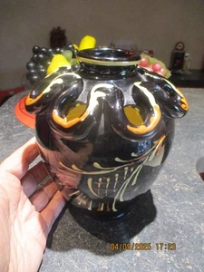 Ancien Pot Vase Multi Fleurs Céramique Poterie GABRIEL PECQUET St Laurent Mâcon - Picture 1 of 6