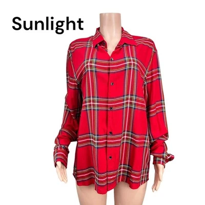 Camisa H&M Mujer Roja a Cuadros con Botones Talla L Navidad Clásica -Vacaciones Multicolor Foto 1 de 4