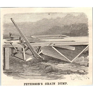 Peterson's Grain Dump Engraving Original Scientific American AD8-P24 - Picture 1 of 2