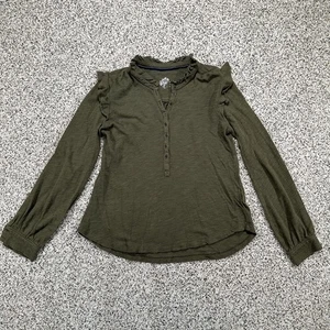 Anthropologie Pilcro Damen Shirt Größe M Grün Rüschen Henley - Bild 1 von 11