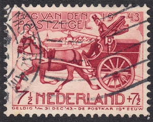 1943 Netherlands SC# B148 - 19th Century Mail Cart - Used - Picture 1 of 2