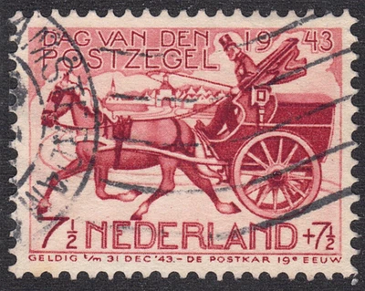 1943 Netherlands SC# B148 - 19th Century Mail Cart - Used - Image 1 of 2