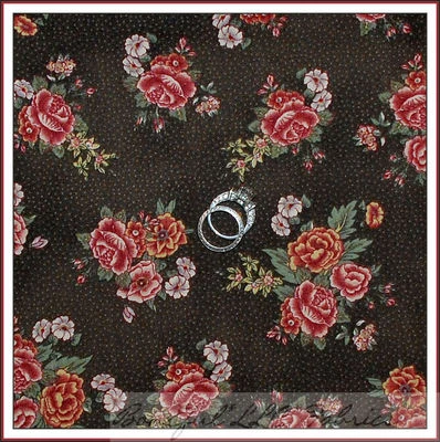 BonEful Fabric FQ Cotton Quilt VTG Antique Brown Pink Flower Rose Antique Garden - Image 1 of 4