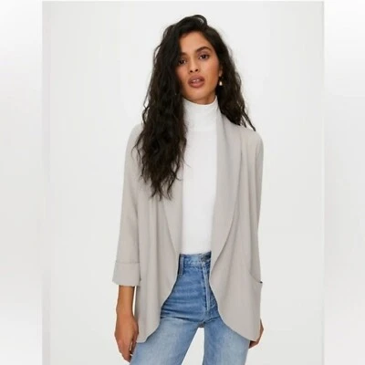 $225 WILFRED - Chaqueta Blazer Cárdigan Gris Chevalier Frente Abierto - Para Mujer Talla 2 Foto 1 de 4