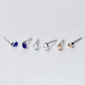 Mini Ohrstecker Tropfen Sterling Silber 925 Zirkonia Damen Ohrringe Klein - Bild 1 von 8
