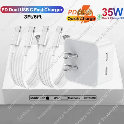 35W USB C Fast Charger Block Adapter For iPad Pro/Air Samsung Type C To C Cable - Image 1 of 4