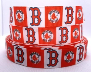 Boston Red Sox MLB 1" Grosgrain Ribbon YOUR CHOICE: 5 or 10 Yards (Baseball) - Picture 1 of 3