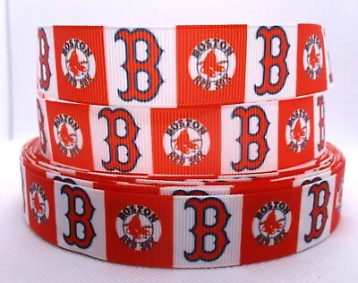 Boston Red Sox MLB 1" Grosgrain Ribbon YOUR CHOICE: 5 or 10 Yards (Baseball) - Image 1 of 3