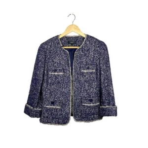 NWT Talbots Tweed Open Front Wool/Mohair/Alpaca in Purple Size 4 - Picture 1 of 8