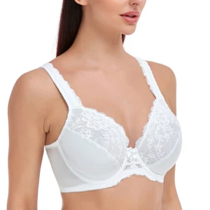 UK Ladies Super Plus Size Full Coverage Bra Non Padded Underwire Minimizer Bras - Picture 1 of 39