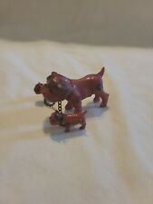Vintage chained english bulldog miniature dogs celluloid japan new old stock!