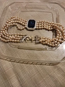 Vintage KJL pearls Crystal necklace Chocker - Picture 1 of 3