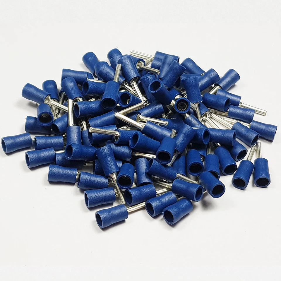 Insulated Blue Straight Pin Terminal Connector Terminals Crimp Electrical - Image 1 of 3