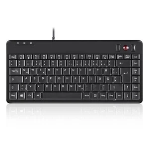 Perixx PERIBOARD-505H PLUS DE, Mini USB-Tastatur, Trackball, Hub, schwarz - Bild 1 von 3
